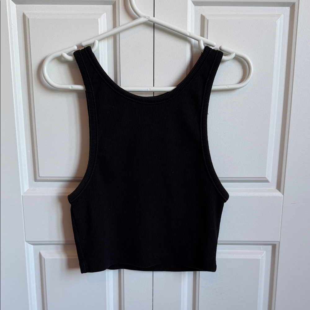 Zara Black Ribbed Crop Tank